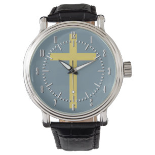 Grundlegendes christliches queres goldenes armbanduhr