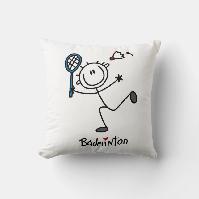 Grundlegendes männliches Strichmännchen-Badminton Kissen (Vorderseite)