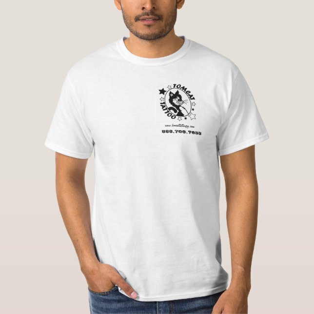 Grundlegendes Weiß Tomcat-Tätowierung T-Shirt (Vorderseite)