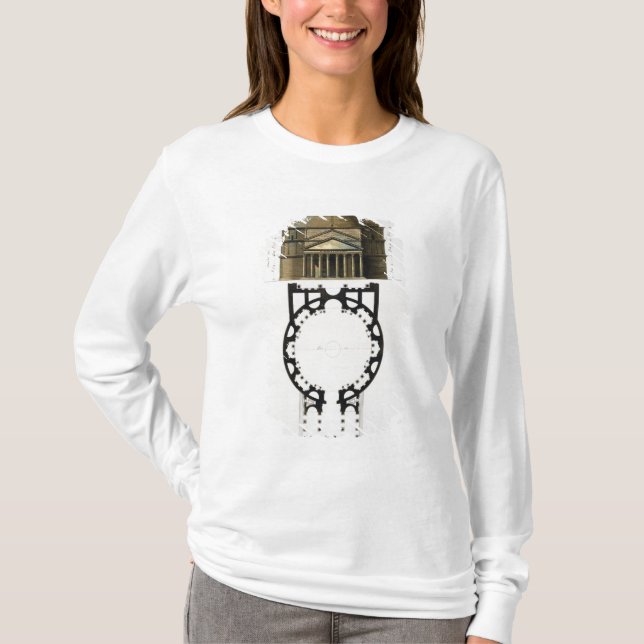 Grundplan und Fassade des Pantheons, Rom, von T-Shirt (Vorderseite)