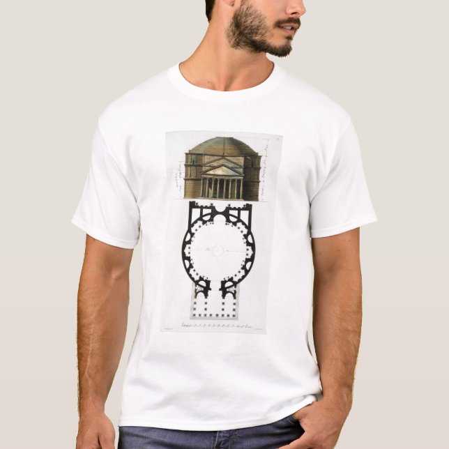 Grundplan und Fassade des Pantheons, Rom, von T-Shirt (Vorderseite)