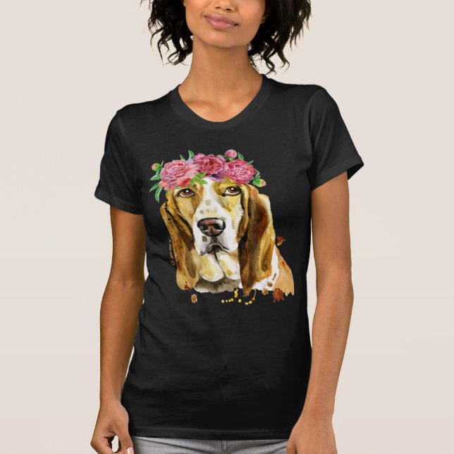 Grundriss-Blume Kronen Aquarellkunst Design T-Shirt (Vorderseite)