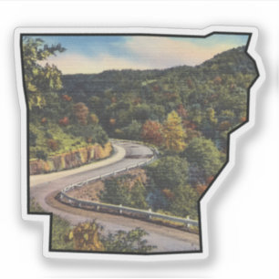 Grundriss von Arkansas gefüllt mit Bergstraße Aufkleber