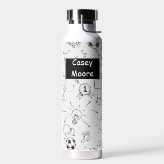 Grundschule Personalisiert Weiß und Schwarz Trinkflasche
