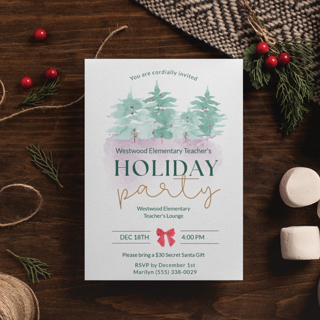 Grundschullehrer Weihnachts-Party Einladung (Elementary School Teacher Christmas Party Invitation)