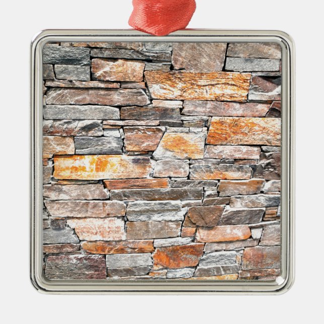 Grundstein | Natursteinmuster | Steine Silbernes Ornament (Vorne)