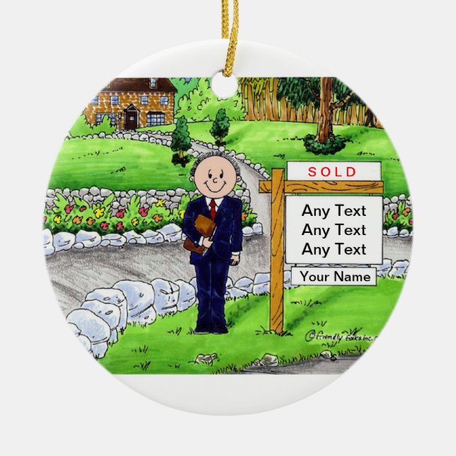 Grundstücksmakler - Mann Keramik Ornament (Vorne)