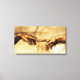Gründung von Adam. Gottes Hand. Michelangelo Leinwanddruck