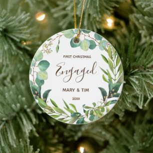 Grüne 1. Weihnachten Verlobtes Ornament Geschenk