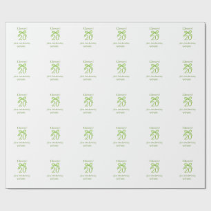 grüne 20. Geburtstagsschleife Wasserfarbe Name fet Geschenkpapier