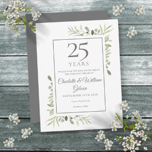 Grüne 25. Hochzeitstag Save-the-Date-Karte Ankündigungspostkarte