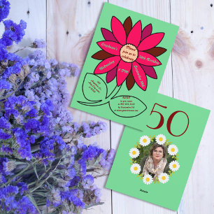 Grüne 50. Geburtstag Einfache rote Sonnenblume Einladung