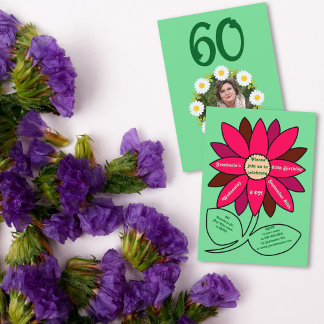 Grüne 60. Geburtstag Einfache rote Sonnenblume Einladung