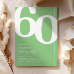 Grüne 60. Geburtstagsparty Einladungen<br><div class="desc">Eine trendige,  grüne und weiße 60. Geburtstagsfeier,  die nahtlos den Charme der alten Welt des fetten Serif-Schriftartes '60' mit einer modernen,  benutzerfreundlichen,  personalisierbaren Vorlage verbindet. Diese Einladung ist nicht nur eine Karte,  es ist ein bedeutsamer Sake,  den Meilenstein von 60 zu schätzen.</div>