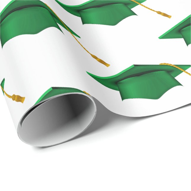 Grüne Abschlüsse in Weiß Geschenkpapier (Rolleneckpunkt)