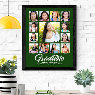 Grüne Abschlussfeier K–12 Foto-Collage-Skript Mode Poster