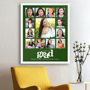 Grüne Abschlussfeier K–12 Fotocollage Bold Modern Poster