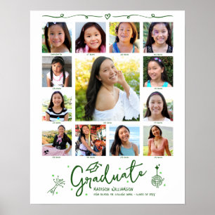 Grüne Abschlussfeier K–12 Fotocollage Kritzeleien  Poster