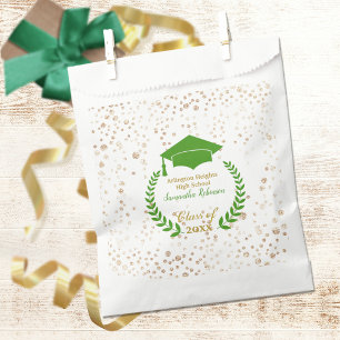 Grüne Abschlusskappe und Lorbeer-Abschlussfeier Geschenktütchen