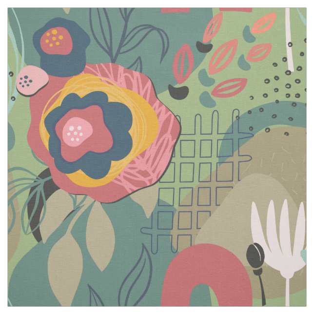 Grüne Abstrakte Blume Stoff (Muster)