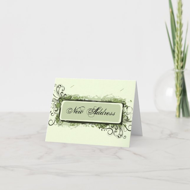 Grüne Abstrakte Blumenänderung Ankündigung (Vorderseite)