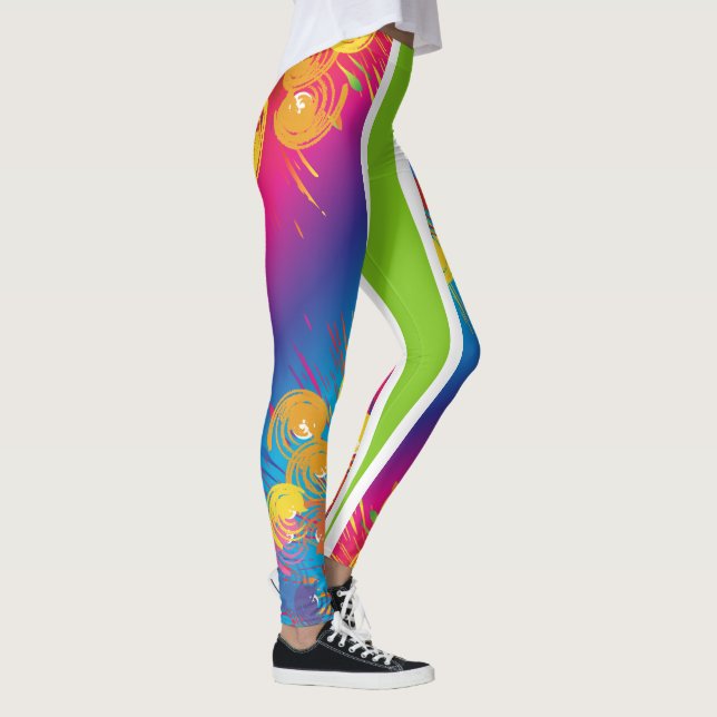 Grüne/Abstrakte sportliche Leggings (Rechts)