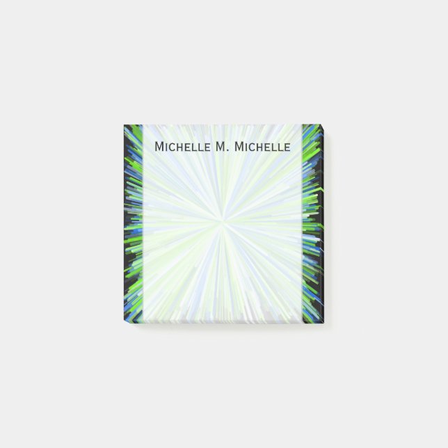 Grüne Abstufungen/Blue Line-Explosions-Muster + Post-it Klebezettel (Vorderseite)