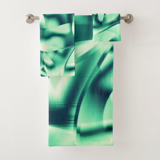Grüne Acrylformen in schmalen Minztönen Badhandtuch Set (Insitu)
