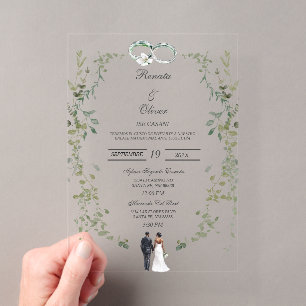 Grüne Acrylkranz Spanische Hochzeit Acryleinladungen