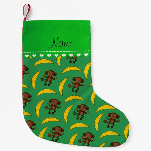 Grüne Affenbananen mit personalisiertem Namen Kleiner Weihnachtsstrumpf (Vorderseite)