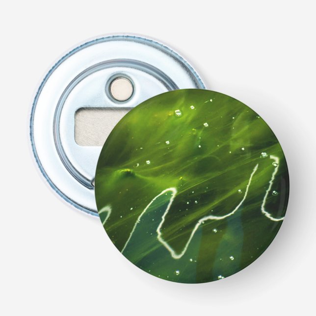 Grüne Algen und Wasserblasen Flaschenöffner (Vorderseite)