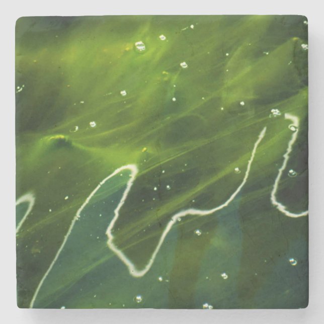 Grüne Algen- und Wasserküste Steinuntersetzer (Vorderseite)