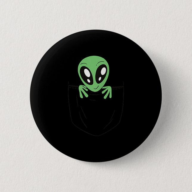 Grüne Alien in einem Pocket Funny Sci Fi Graphic Button (Vorderseite)