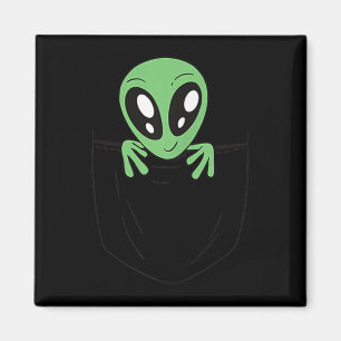 Grüne Alien in einem Pocket Funny Sci Fi Graphic Magnet