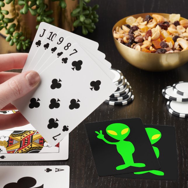 GRÜNE ALIEN PEACE UNTERZEICHNET SPIELKARTEN (In Situ)