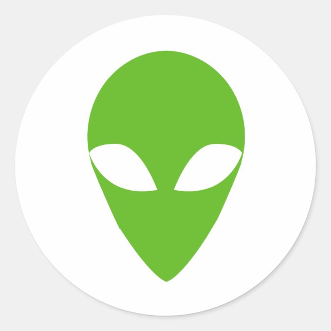 GRÜNE ALIEN RUNDER AUFKLEBER (Vorderseite)