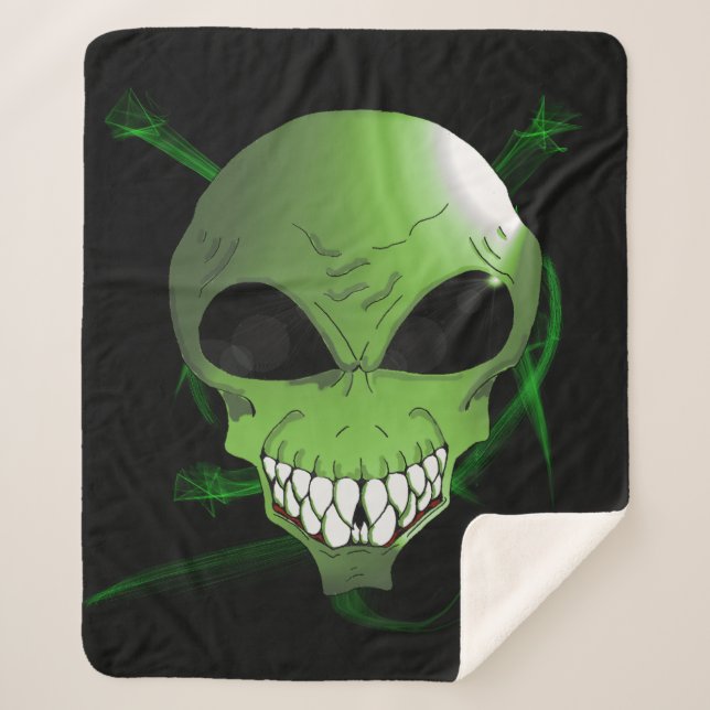 Grüne Alien Sherpa-Decke Sherpadecke (Vorderseite)