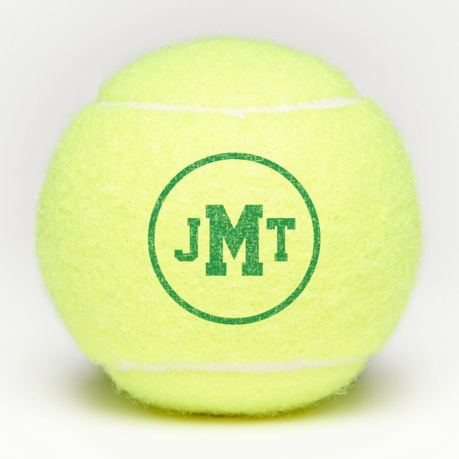 Grüne All-Amerikanische Monogramm-Tennisbälle Tennisbälle (Vorderseite)