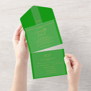 Grüne All-in-One-Hochzeitseinladung All In One Einladung