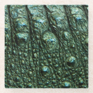 Grüne Alligator-Skin-Textur Glasuntersetzer