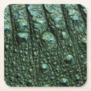 Grüne Alligator-Skin-Textur Rechteckiger Pappuntersetzer