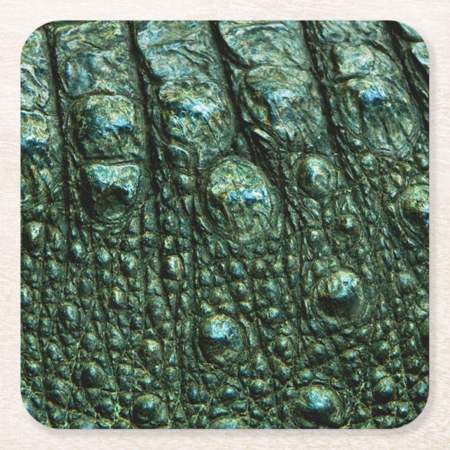 Grüne Alligator-Skin-Textur Rechteckiger Pappuntersetzer (Vorderseite)