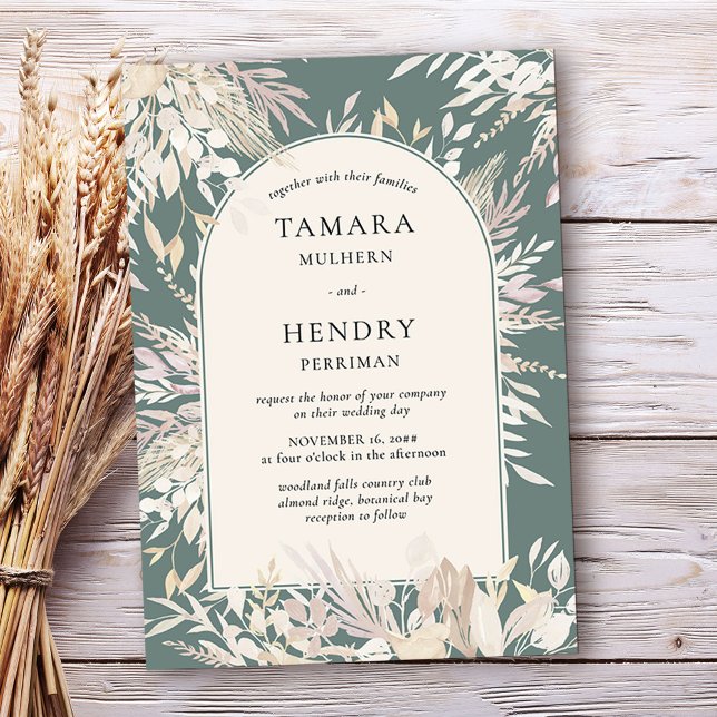 Grüne Almond-Hochzeit des Botanischen Gerahmten Bo Einladung (Arch wedding invitation in Sage Green, from my Foliage Duet collection
)