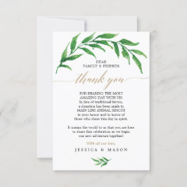 Grüne anstelle von Favoriten Vielen Dank Platzkart Ankündigung