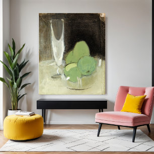 Grüne Äpfel und Champagner Glass, H.Schjerfbeck Poster