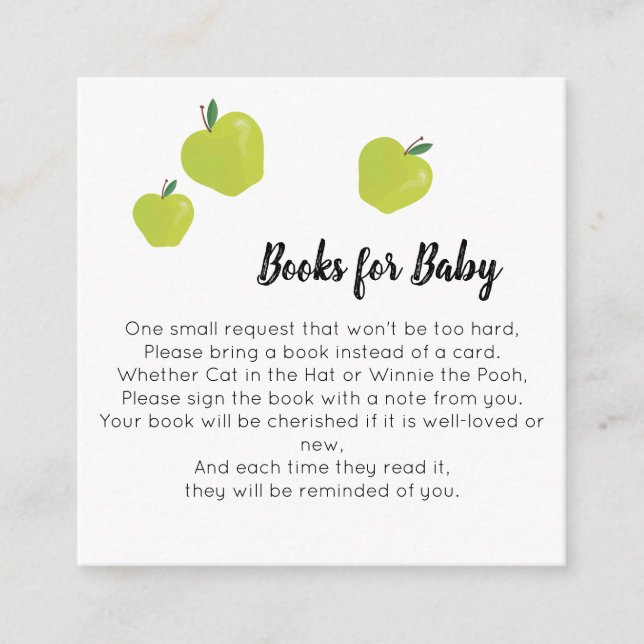 Grüne Apfelbücher für Baby Begleitkarte (Vorderseite)