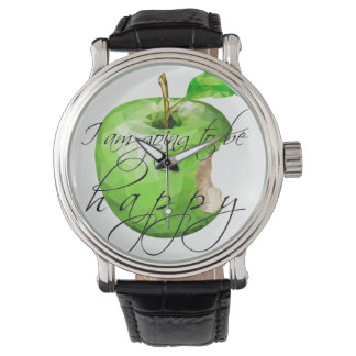 * grüne Apfeluhren _ Ich werde glücklich sein Armbanduhr