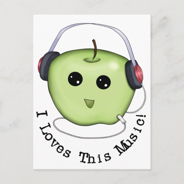 Grüne Apple-Kopfhörer Postkarte (Vorderseite)