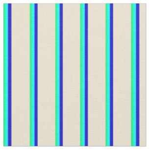Grüne, Aqua, Blau und Beige Streifen Stoff