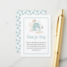 Grüne Aquarell-Babymädchen-Bücher für Babykarte